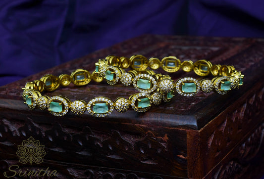 Smera Laharī – Mint Spark Bangles