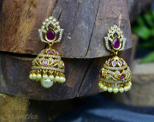 Rati Vilāsa – Ruby Dome Jhumka