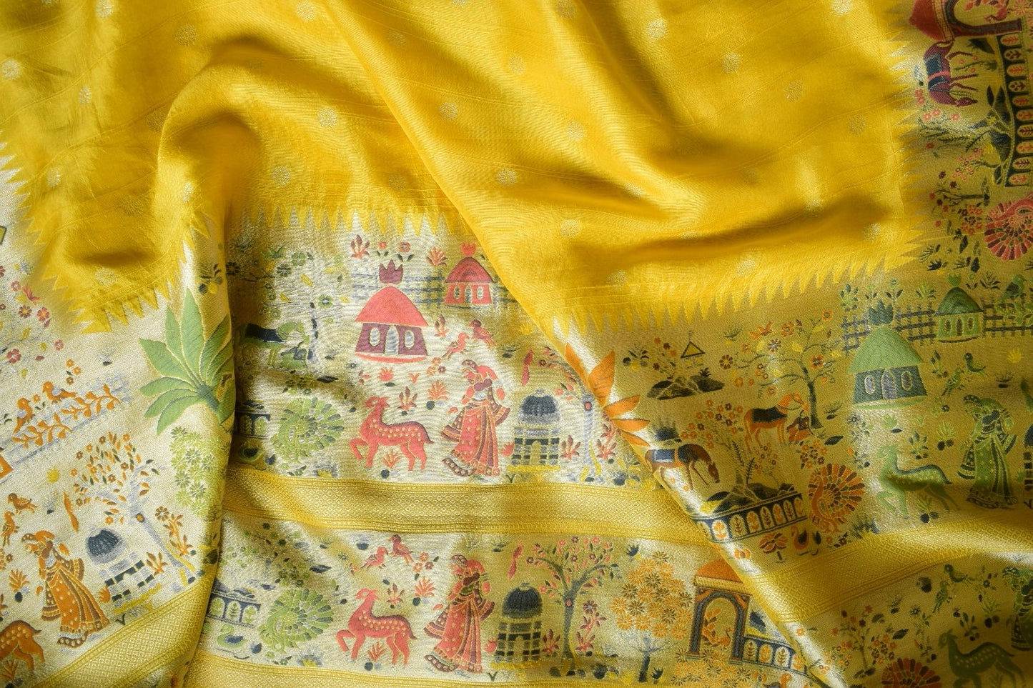Haridra Leela – Yellow Handloom Saree with Meenakari Zari Weaving