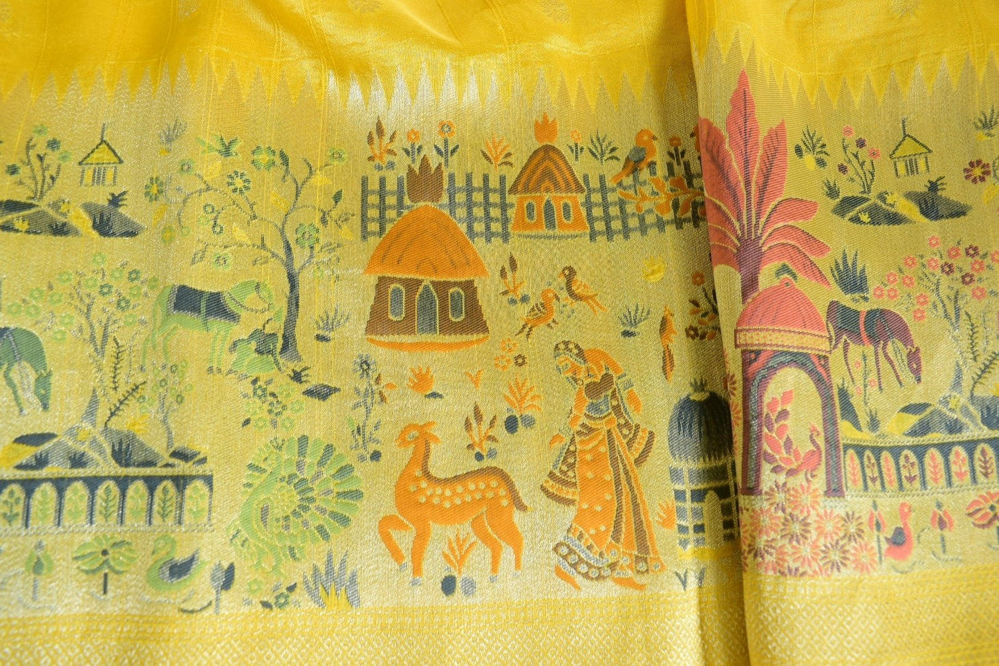 Haridra Leela – Yellow Handloom Saree with Meenakari Zari Weaving