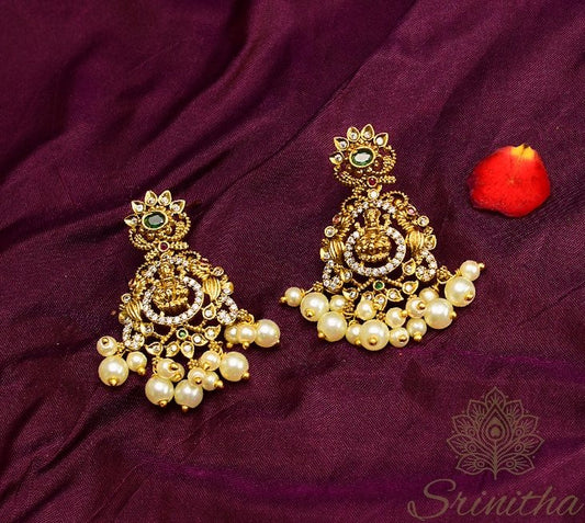 Mahalakshmi Svarṇa Set – Long Temple Necklace with Pearls