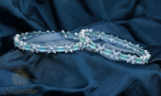 Vishrānta – Mint Bloom CZ Bangles