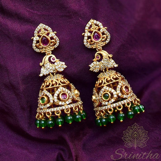 Mayūra Mohinī – Peacock Dome Jhumka