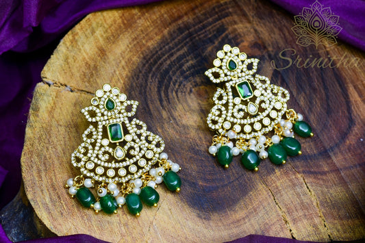 Vijaya Tara – Emerald Chandbali Earrings