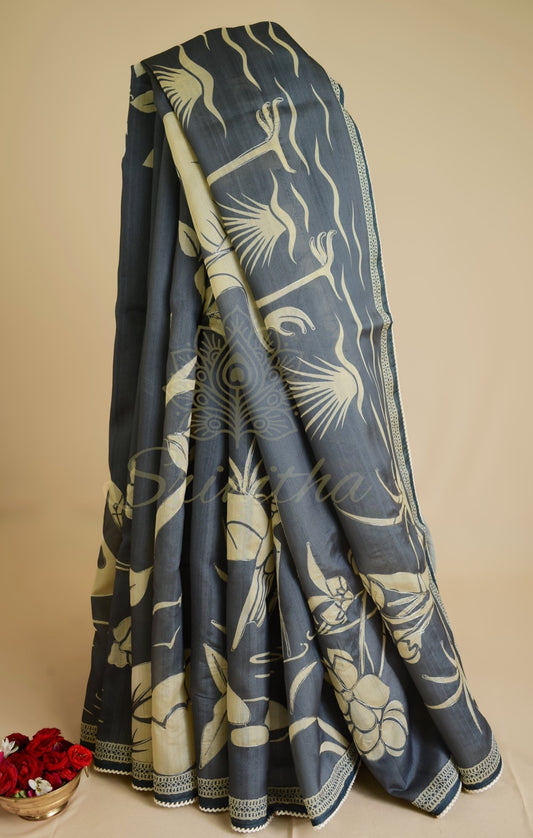 Shaaradha – Tussar Art in Twilight Grey