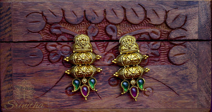 Saubhāgya Set – Matte Temple Necklace with Forehead Ornament and Earrings