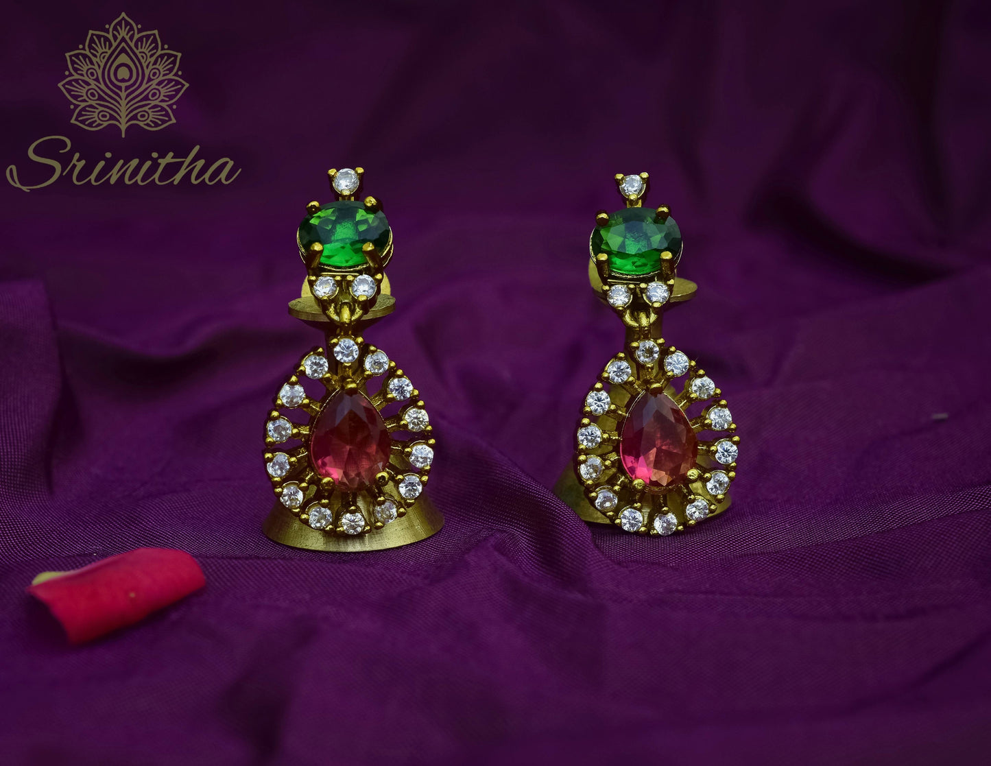 Rangamaṇi Set – Multi-Colour Stone AD Necklace with Matching Earrings