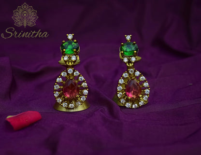 Rangamaṇi Set – Multi-Colour Stone AD Necklace with Matching Earrings