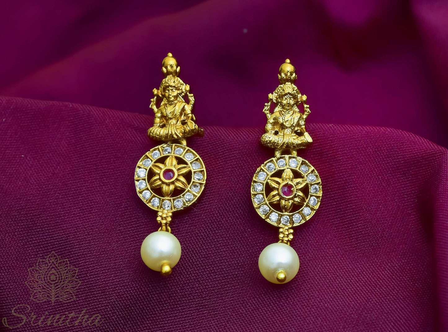 Devangana Set – Ruby Green AD Necklace with Pearl Drop