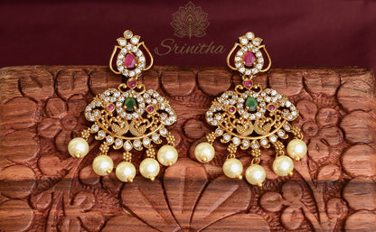 Sanghavi Set – Compact Temple Necklace with Ruby-Emerald Accents