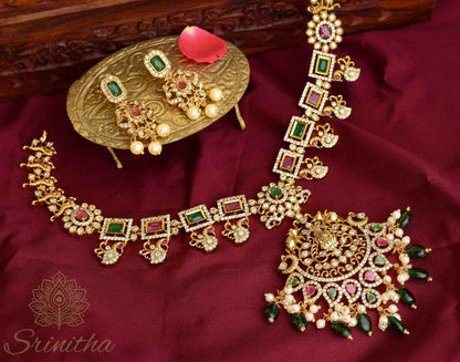 Divyaratna Māla – Lakshmi Pendant AD Temple Necklace Set
