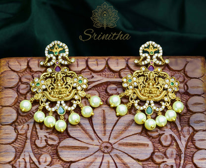 Divyalakshmi Set – Temple Pendant Necklace with Pearl Drops