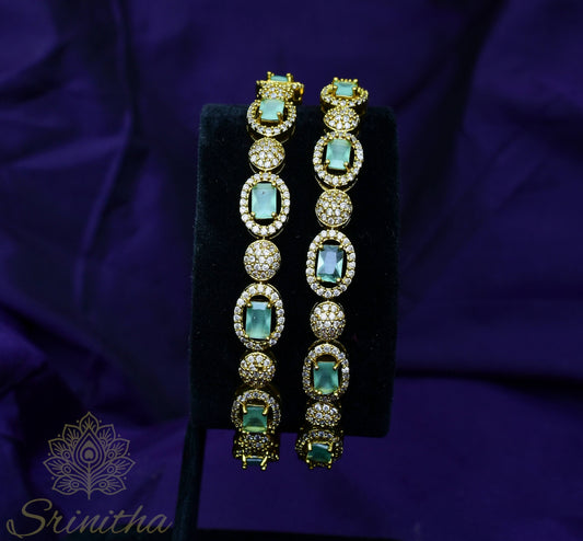 Smera Laharī – Mint Spark Bangles
