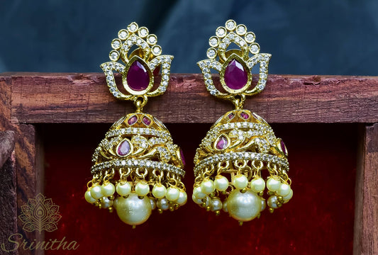 Rati Vilāsa – Ruby Dome Jhumka
