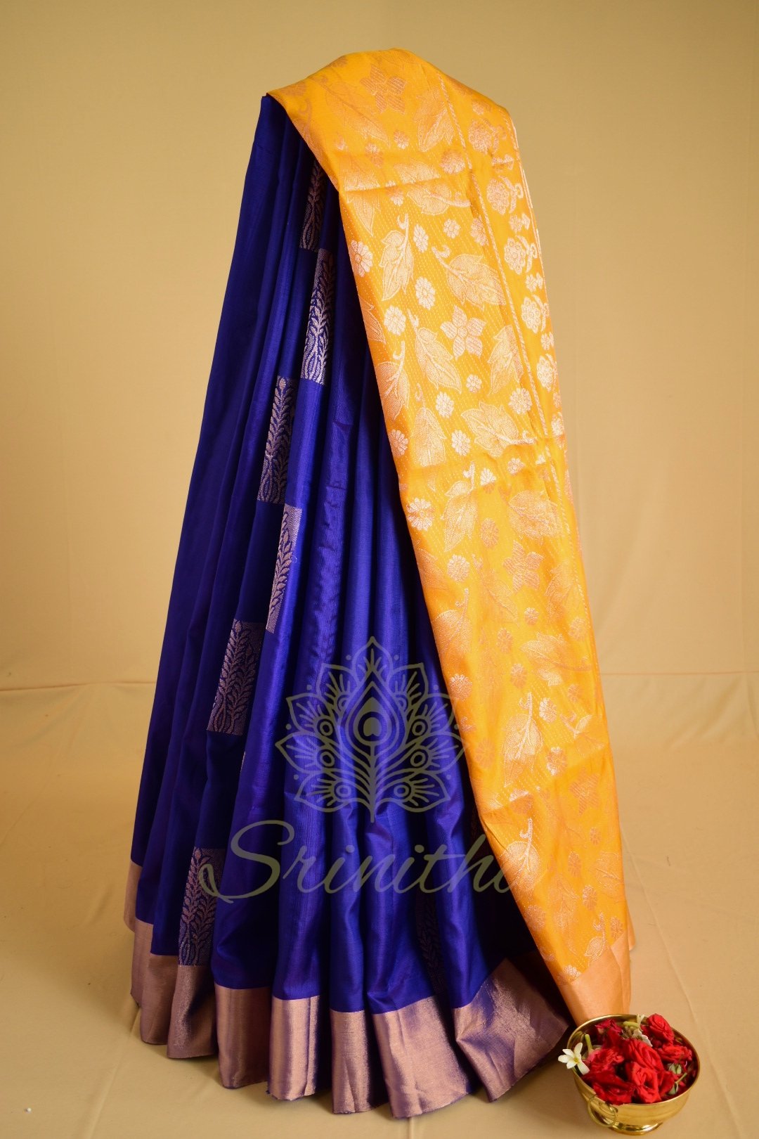 Sapphire Marigold – Pure Uppada Soft Silk Saree