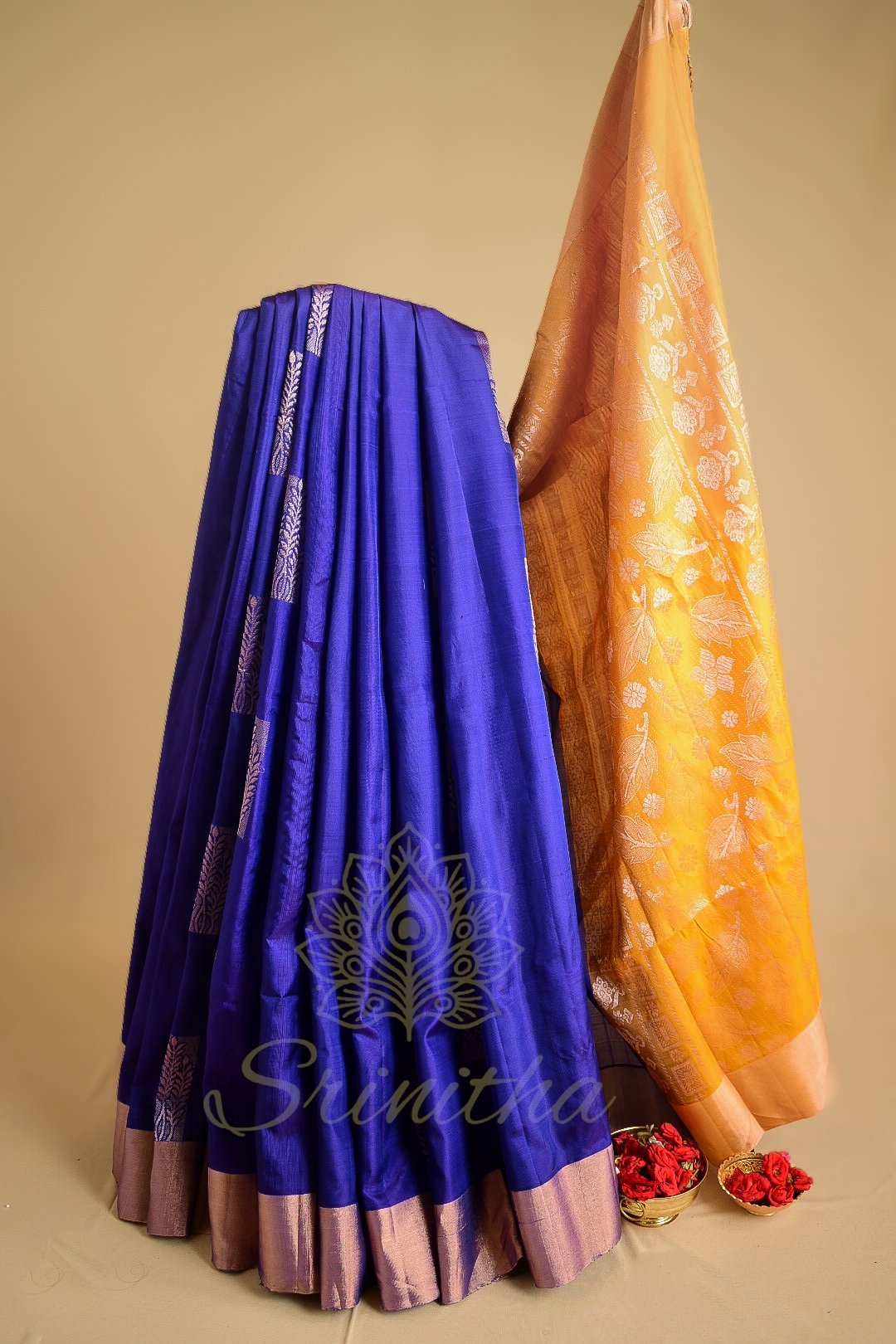 Sapphire Marigold – Pure Uppada Soft Silk Saree