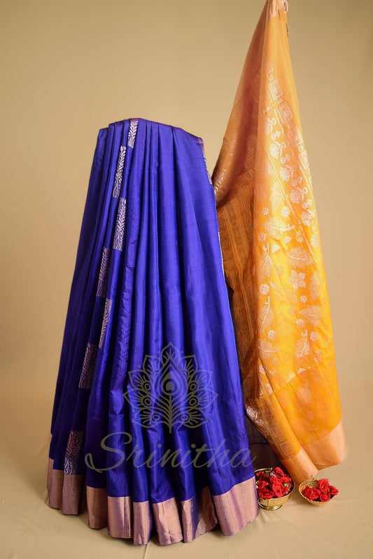 Sapphire Marigold – Pure Uppada Soft Silk Saree