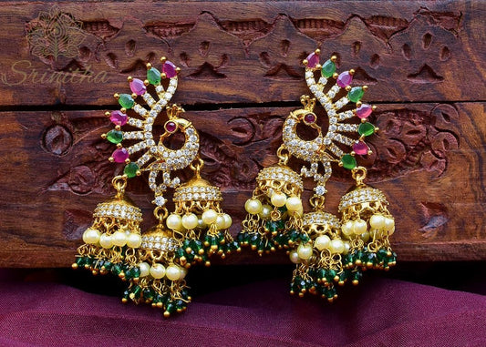Mayūra Taranga – Triple Drop Jhumka