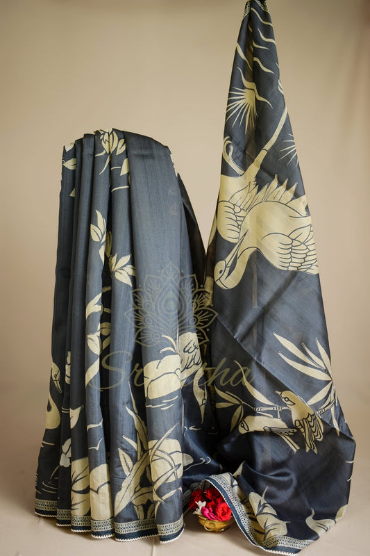Shaaradha – Tussar Art in Twilight Grey