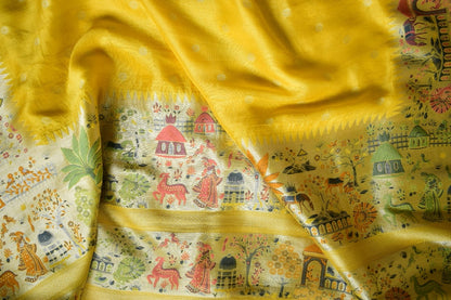 Haridra Leela – Yellow Handloom Saree with Meenakari Zari Weaving