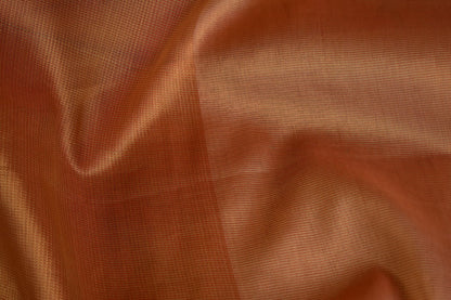 Kesarika – Jacquard Tissue Saree in Warm Orange with Embroidered Florals