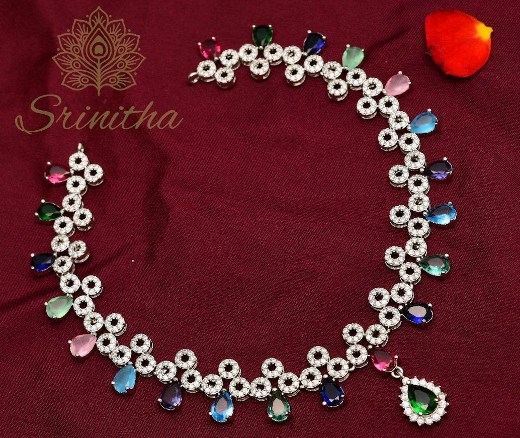 Sitārā Varnam Set– Multi-Stone AD Necklace with Matching Earrings