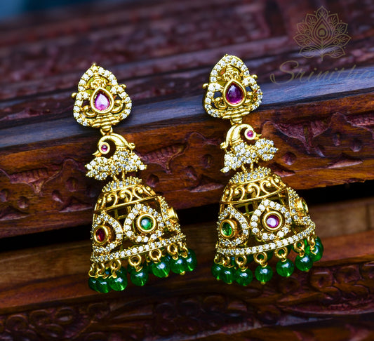 Mayūra Mohinī – Peacock Dome Jhumka