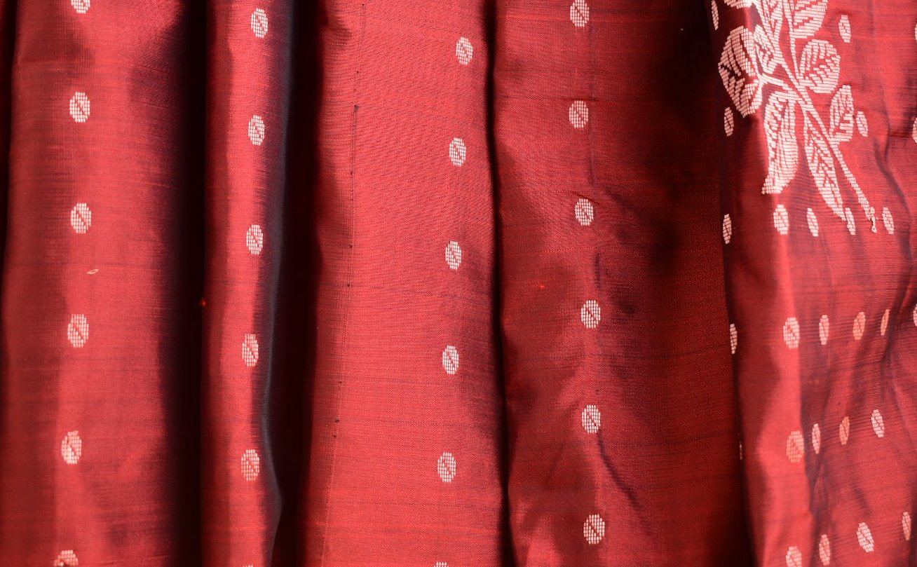 Rohinī – The Turquoise Uppada with Maroon Zari Bloom
